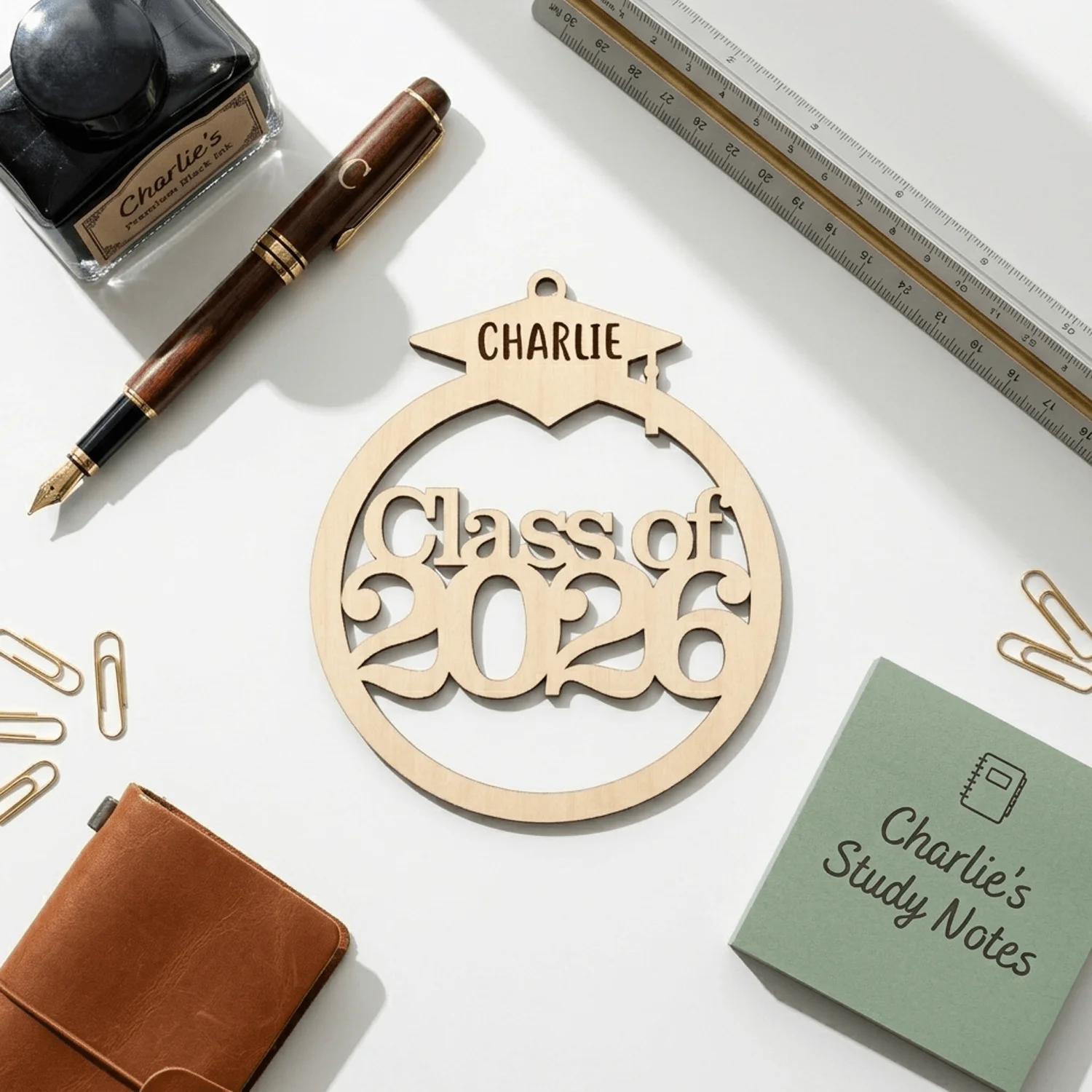 Unique Graduation Gift: Personalized Class of 2026 Wooden Ornament – ​​Custom Name Senior Year Keepsake for Grads