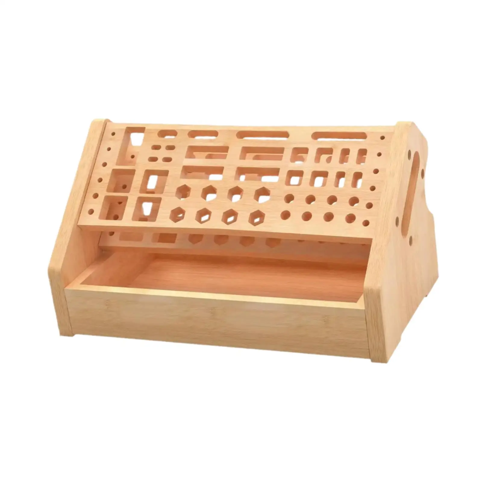 Wooden Hand Tool Stand Multi Hole Screwdriver Organizer Rack Space Saver for Workshop Shed and DIY Tool Storage