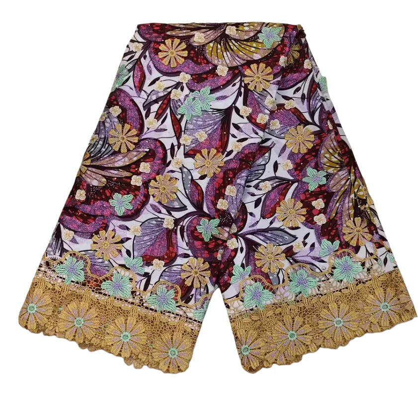 

Африканский гипюровый воск, кружево, восковой кружевной материал, 5 ярдов, ткань с принтом и вышивкой, нигерийский для женщин/мужчин, африканский наряд