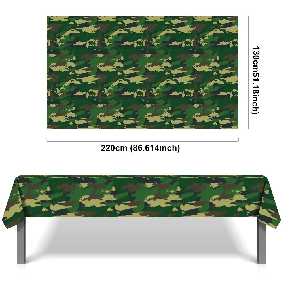Camouflage Geschirr Teller Tassen Servietten Tischdecke Geburtstag Banner Junge Militär Geburtstag Party Dekorationen Pistole Ballon – Detail 2
