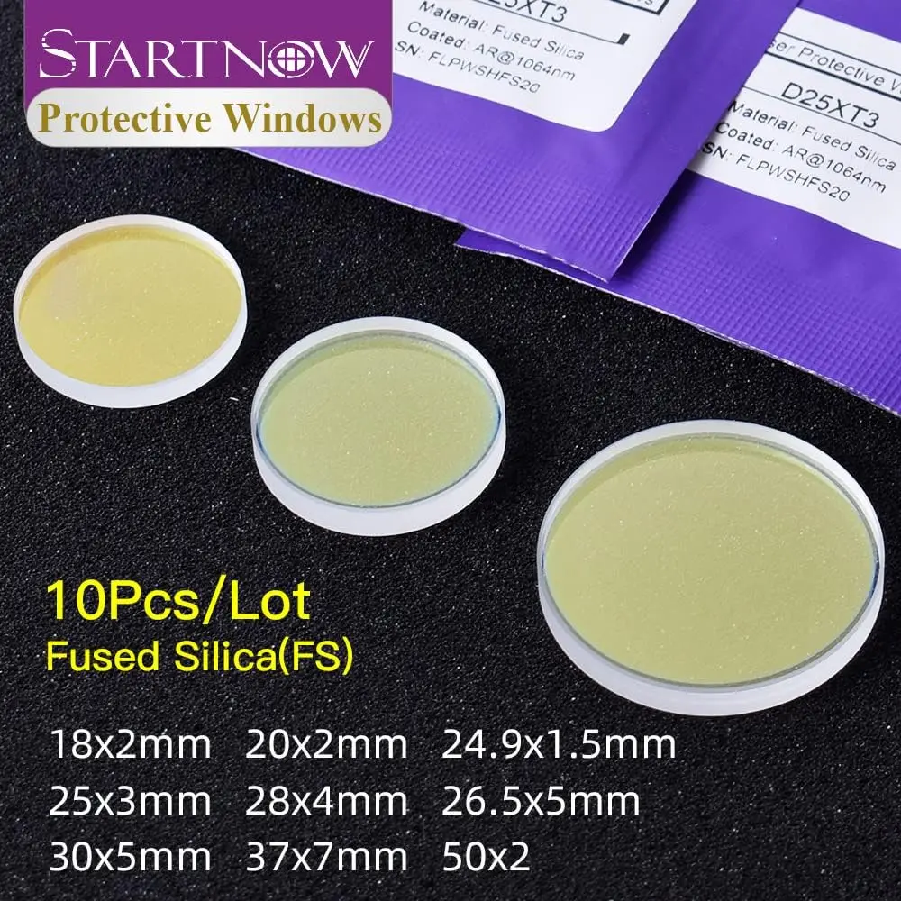 Startnow-Lentille de protection pour soudage laser à fibre, 10 pièces/lot, diamètre 20mm, épaisseur 2mm, 20x2(10 pièces)