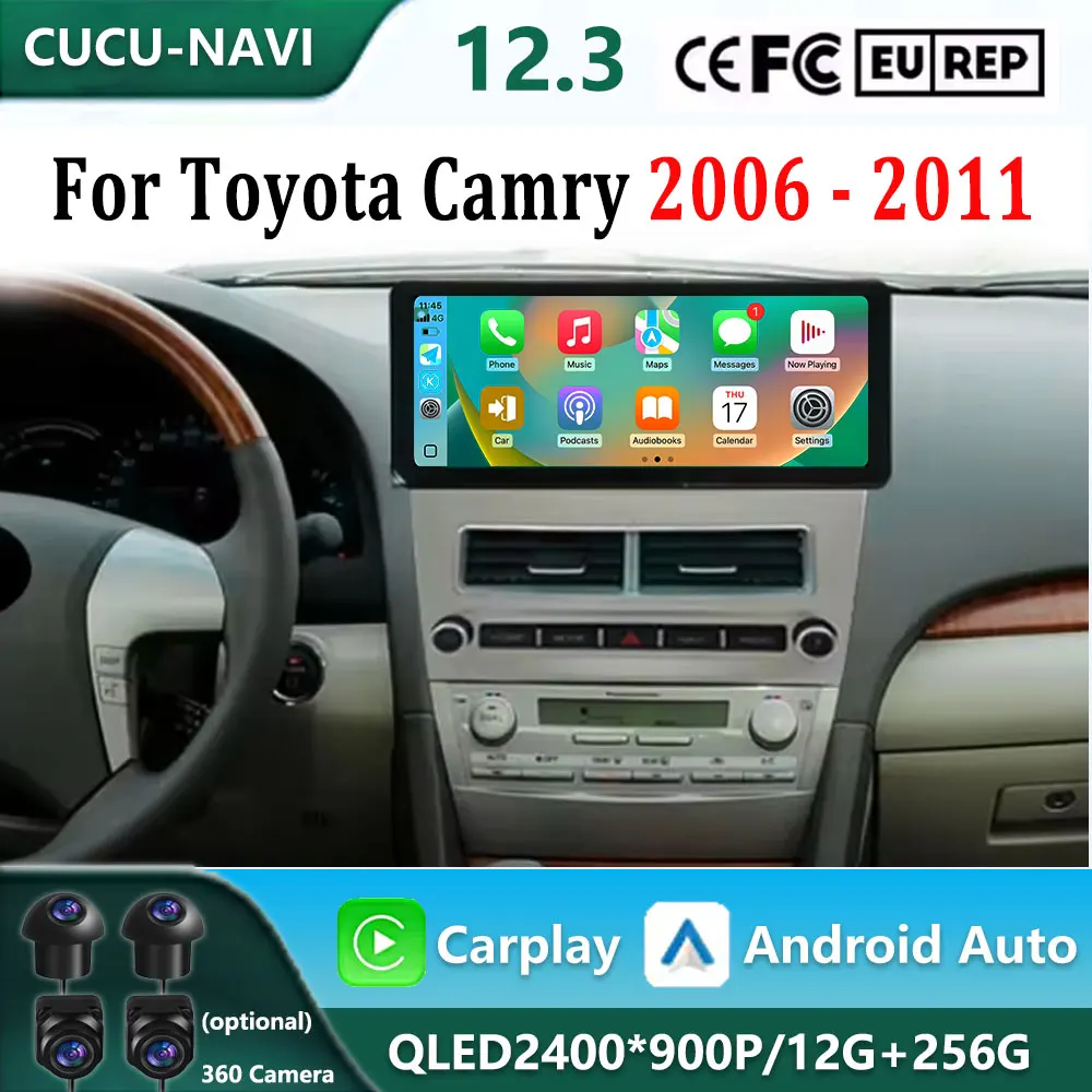 Navigation GPS Android 16 Carplay for Toyota Camry 2006 - 2011 DSP Stereo WiFi Car Radio Multimedia Player HD UItra-thin Screen