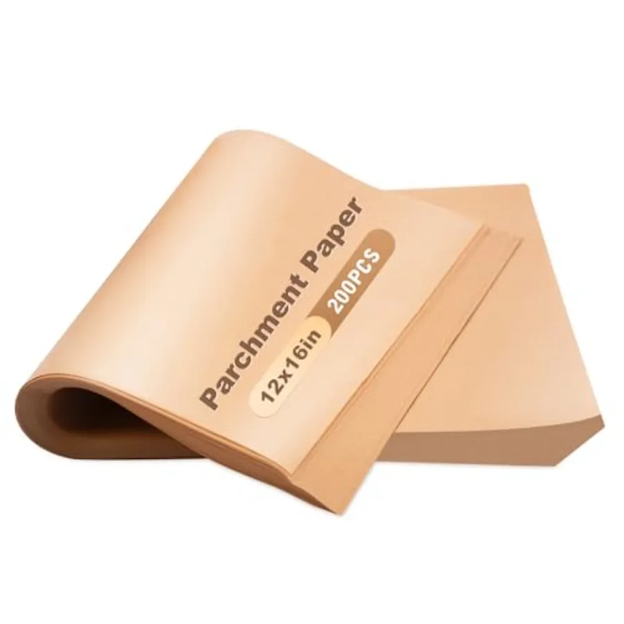 

200 PCS Unbleached Parchment Paper 12x16 In Precut Baking Sheets for Air Fryer Oven and Grill Nonstick OilResistant HighTempera