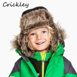 Chapeaux de bombardier en peluche douce pour enfants, optique coupe-vent, chapeaux de neige chauds Ushanka, oreillettes russes pour garçons et filles, casquette Happator pour enfants, hiver