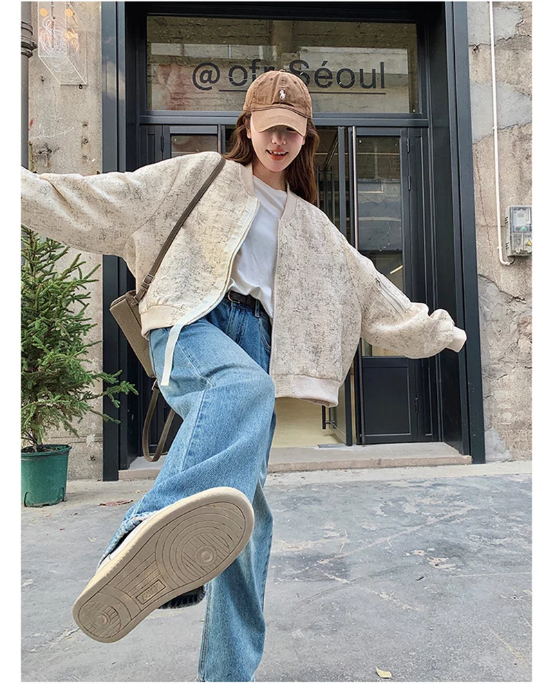 Printed Baseball Jacket for Women's 2024 Spring Autumn Season New Korean Version Fashionable Loose Casual Slimming Jacket Top
