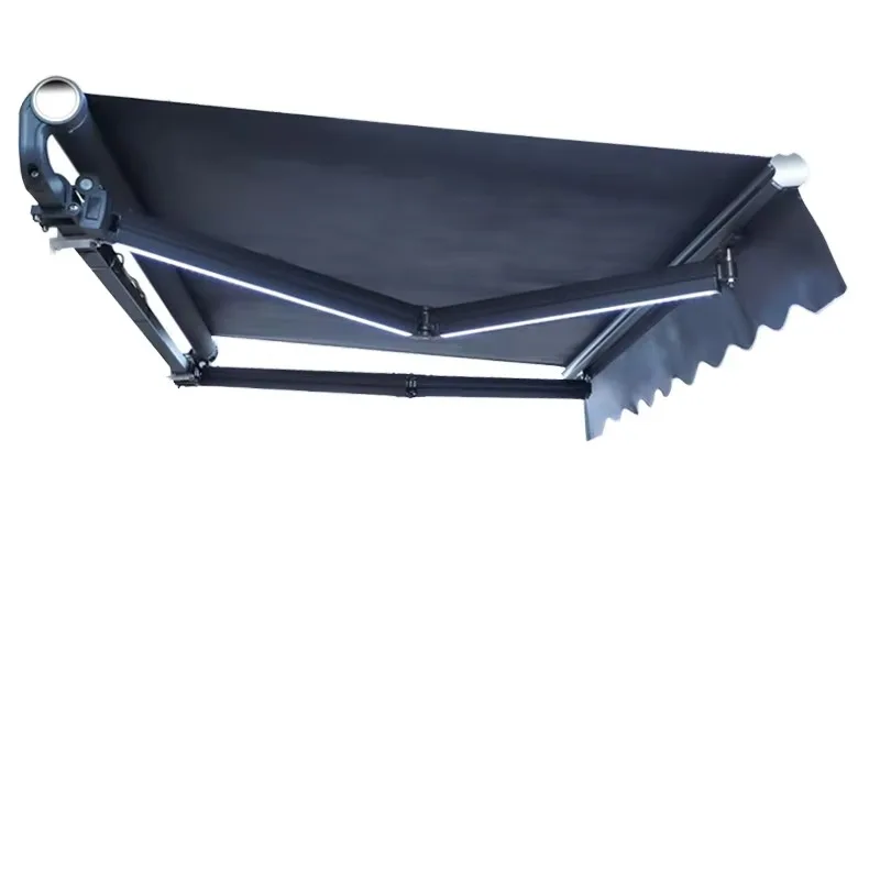 

Aluminum Alloy Frame Retractable Folding Arm Rain Shelter Waterproof PVC Roof Eave Sunshade Canopy Windproof Awnings