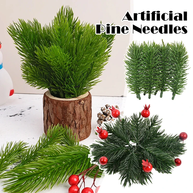 

6Cm-11Cm Christmas Artificial Pine Needles Fake Pine Branches Diy Garland Green Leaves Flower Home Xmas Party Decoration Plants