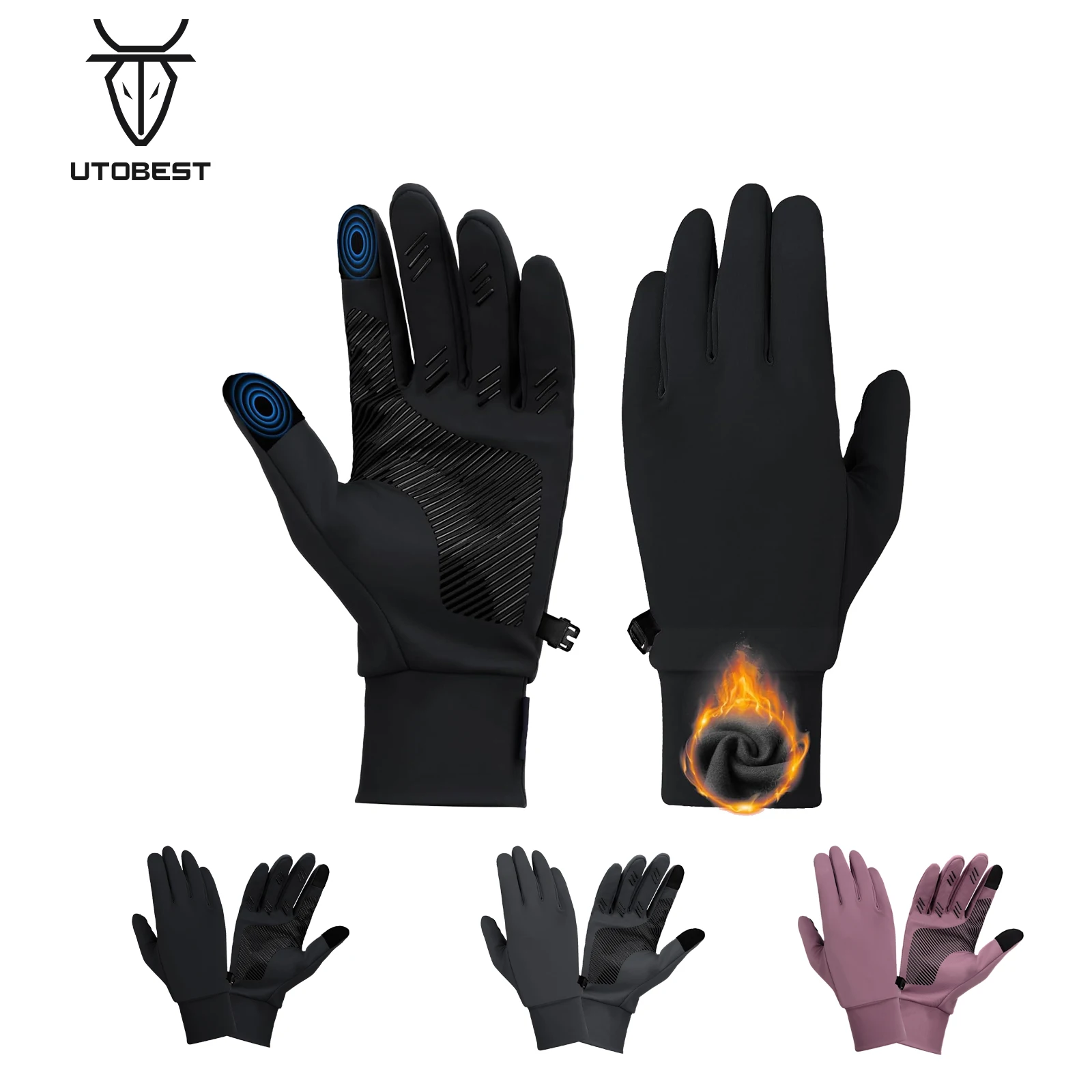 

UTOBEST Lightweight Running Gloves Touch Screen Anti-Slip Warm Gloves Liners for Cycling Sporting Driving