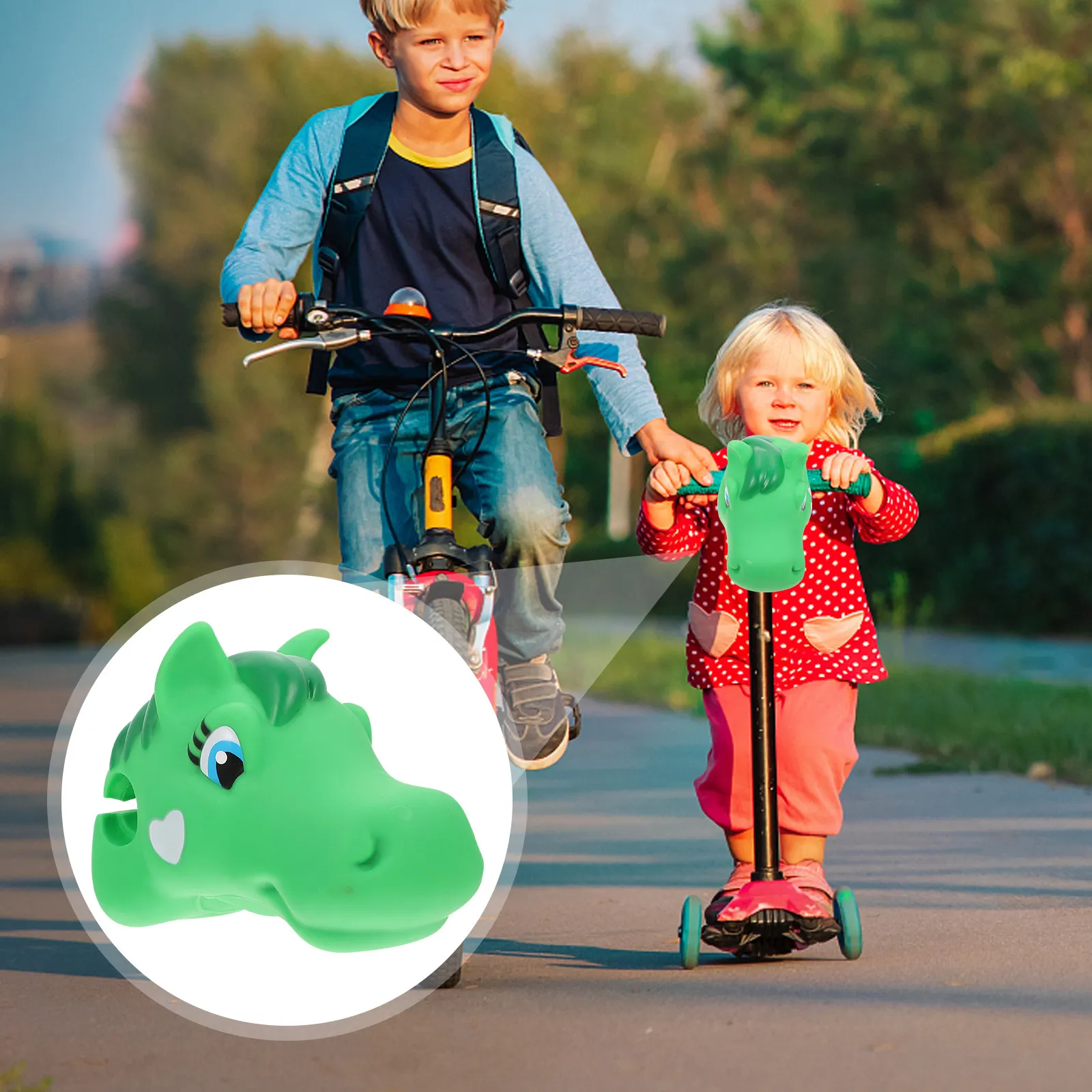 

1Pcs Safe Flexible Silicone Cartoon Horse Handlebar Adornment for Kids Scooter Bike Balance Bike Decor Adorable Creative
