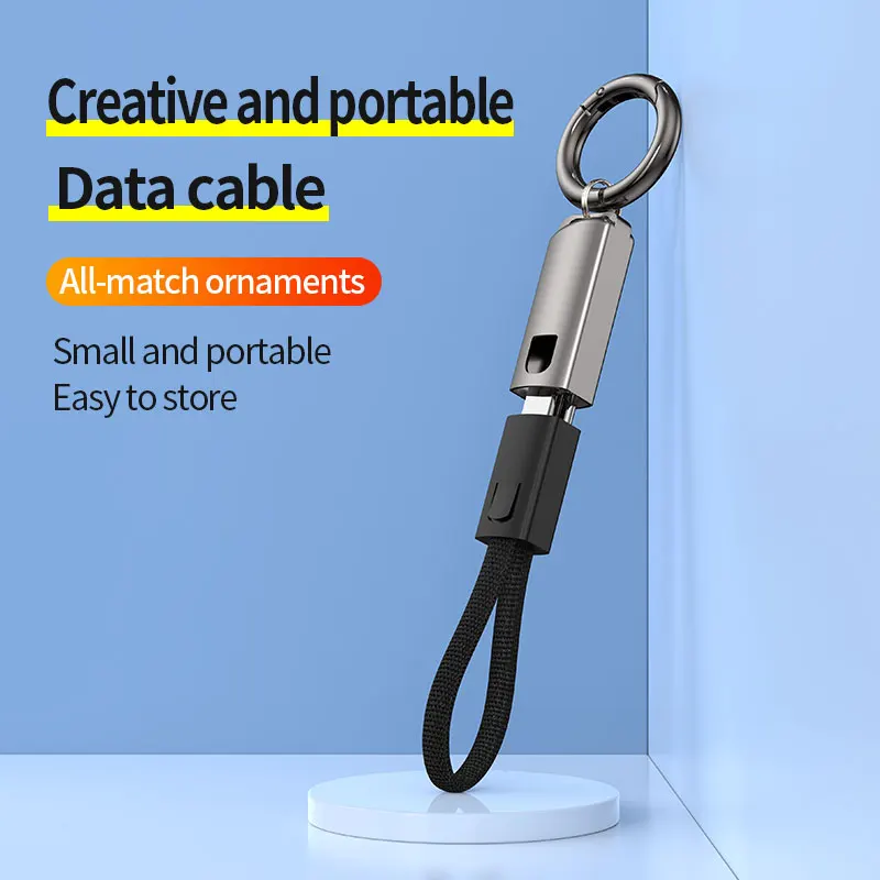 USB C Cable Portable keychain Fasting charging cable dual Type-C ports lanyard data cable suitable for Xiaomi Huawei tablets