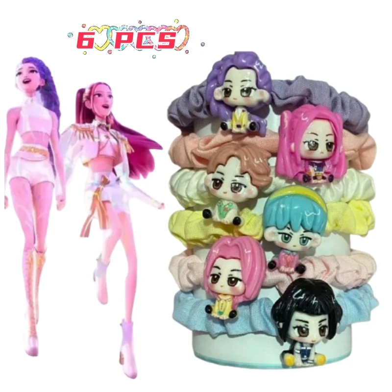 6 قطع من ربطات الشعر الكرتونية من Devil Hunter، حوامل ذيل حصان متينة للنساء والفتيات، أربطة مطاطية ناعمة قابلة للتمدد، إكسسوارات للشعر