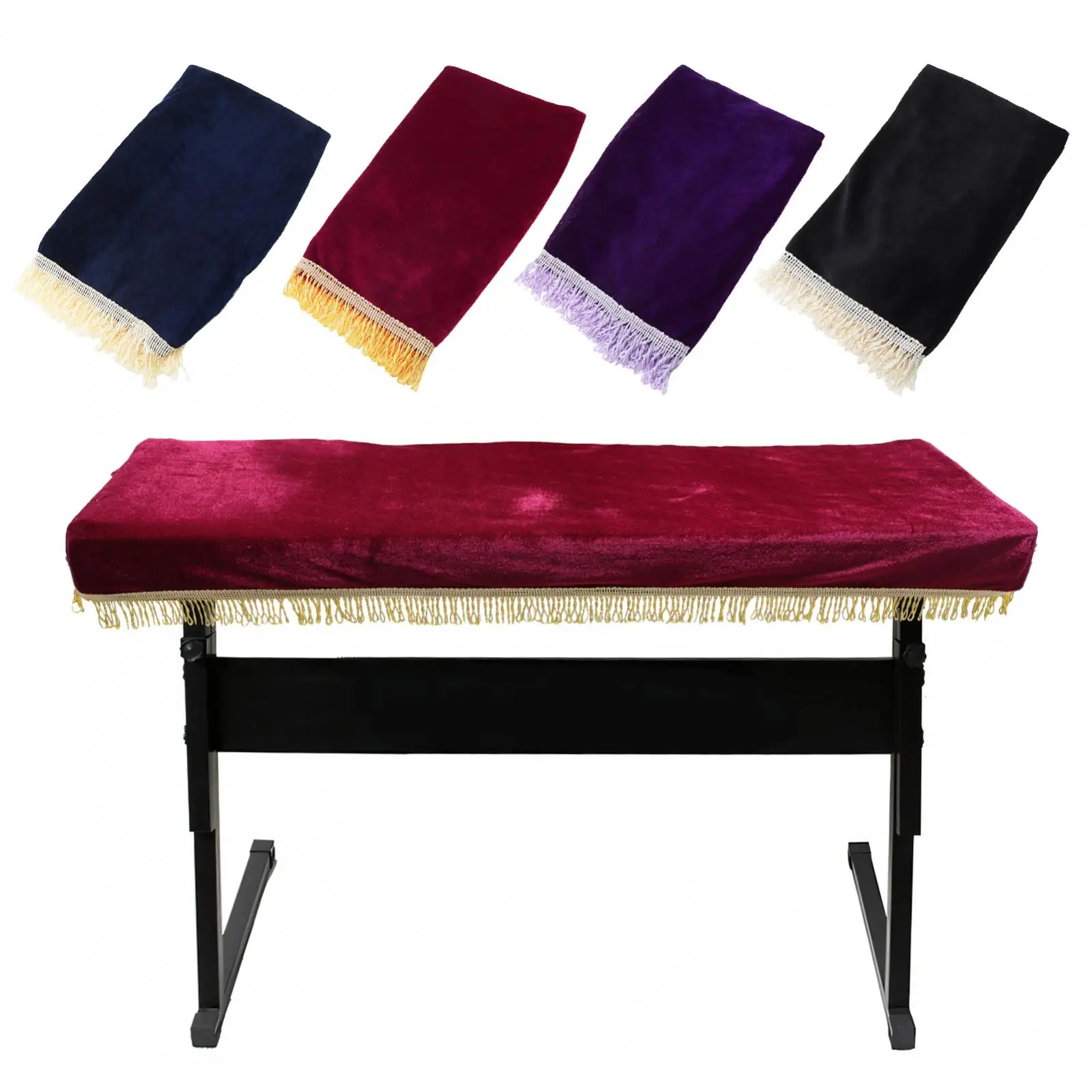 61  Keys Pleuche Electric Organ Piano Top Dust Cover with Tassels, Velvet Keyboard Instrument Protective Guard