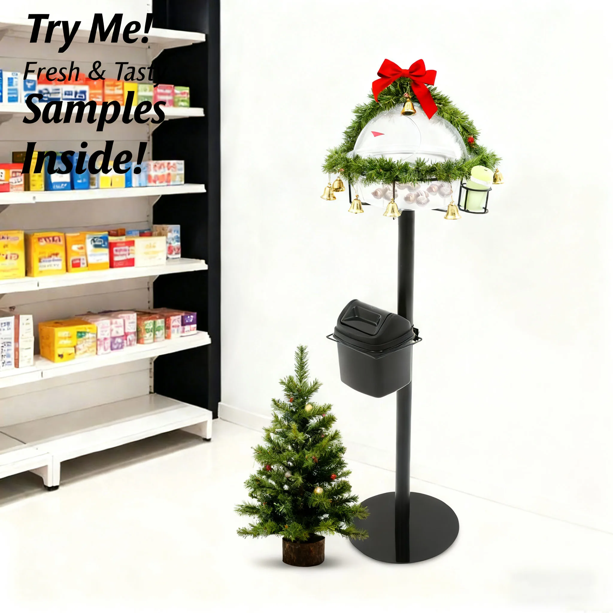 

43.31in Freestanding Food Service Sample Display Stand for Grocery Store Bar Bakery, Christmas Sale, Parties, New Year Celebrate