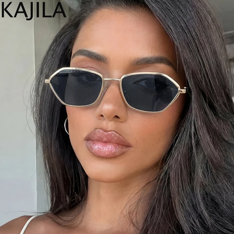 

Trendy Small Polygon Punk Sunglasses Women 2026 Luxury Designer Retro Metal Frame Cat Eye Sun Glasses For Ladies Outdoor Shades