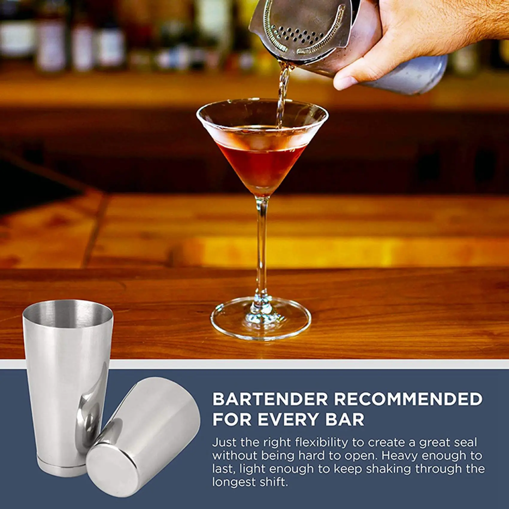 HRBAJ-2X Premium Cocktail Shaker Set-Piece Pro Boston Shaker Set. Unweighted Martini Drink Shaker Made From