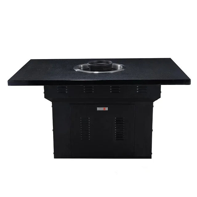 Korean Restaurant Black Bbq Grill Table Electric Non Smoke Bbq Grill Table