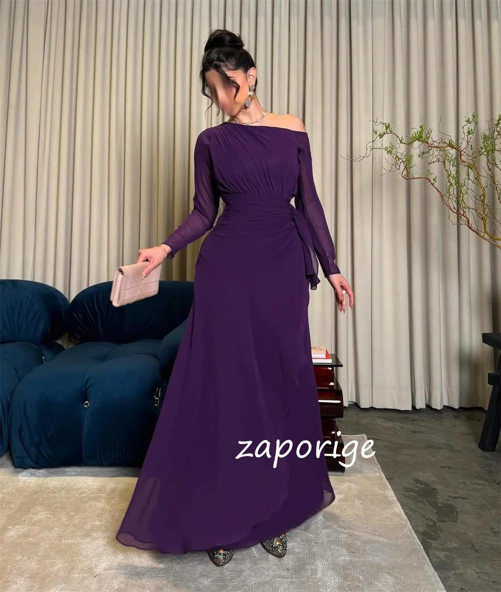 Customized Elegant Chiffon Pleat Mermaid One-shoulder Long Dresses Bespoke Occasion Cocktail Fashion High Quality