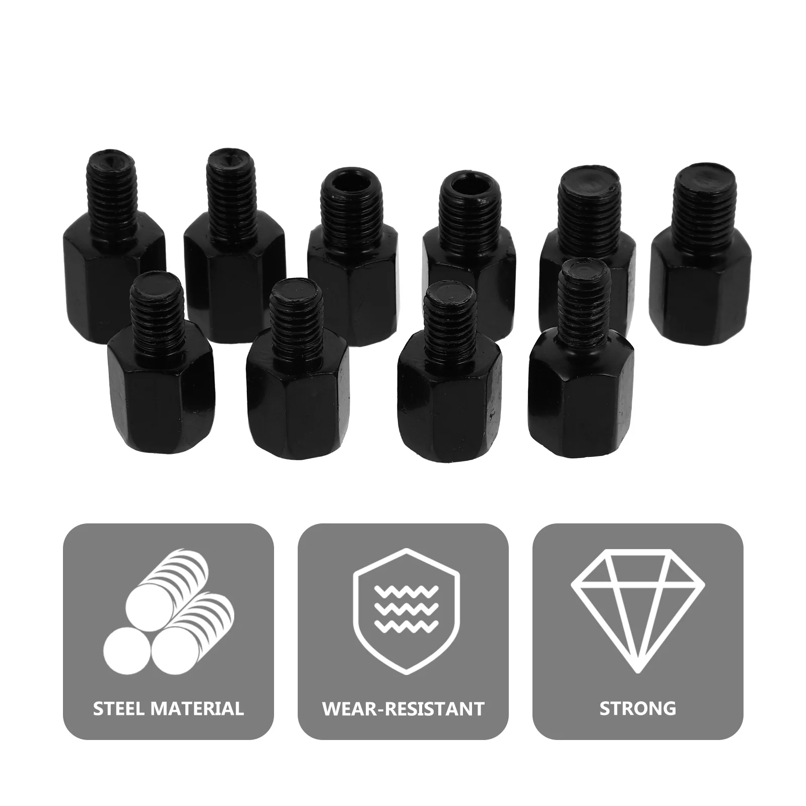 

10Pcs Mirror Riser Adapter Heavy Duty Steel Construction Motorcycle Side Mirror Extender Increased Distance No Installation