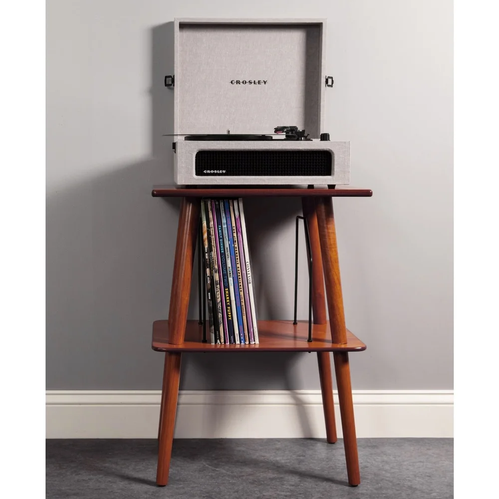 Mid-Century Turntable Stand Wooden Metal Vinyl Record Storage Display Furniture Indoor Use Easy Assembly