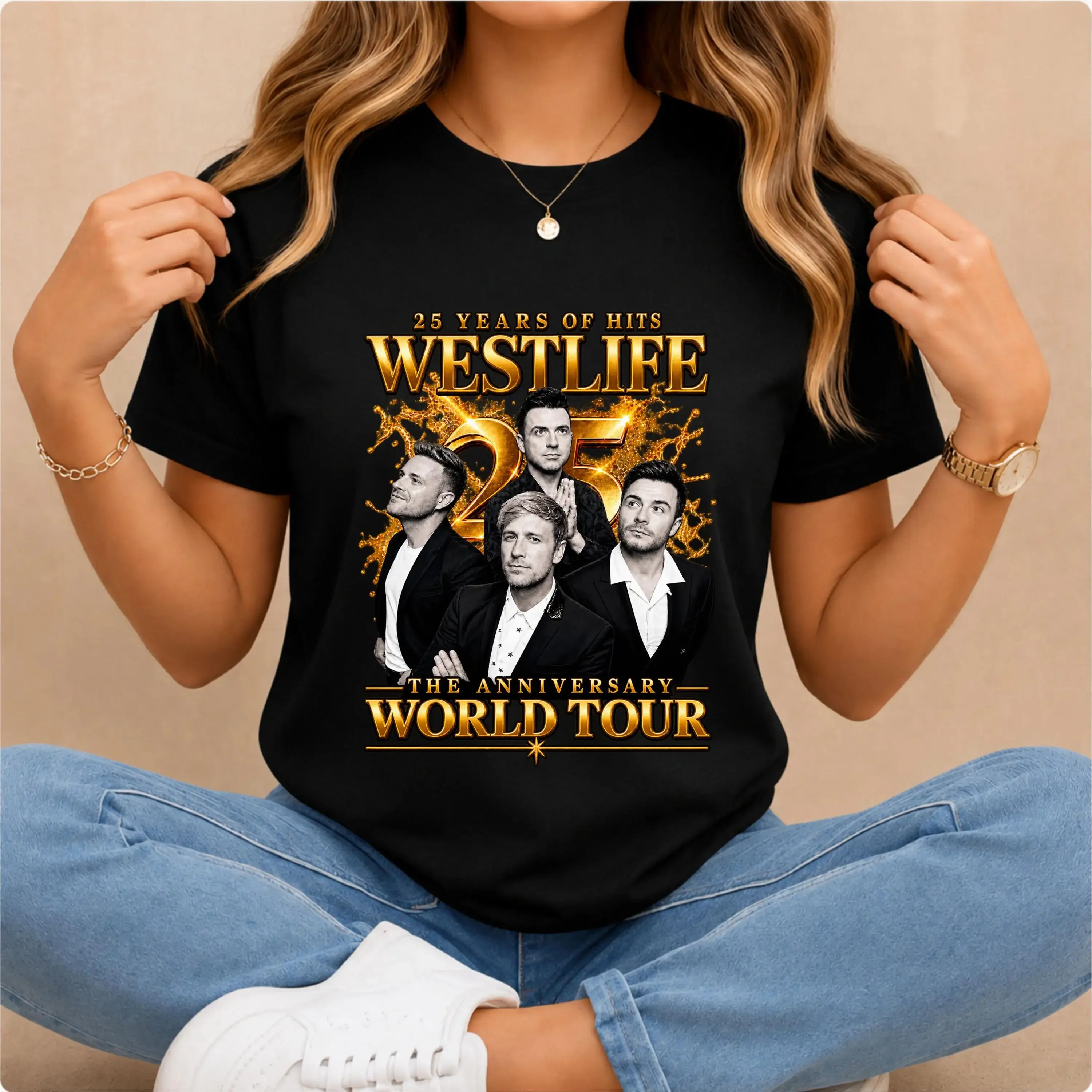 2026 New Family Matching Streetwear Unisex Oversized T Shirt Westlife 25 Anniversary World Tour Graphic Print Sleeve Tshirt