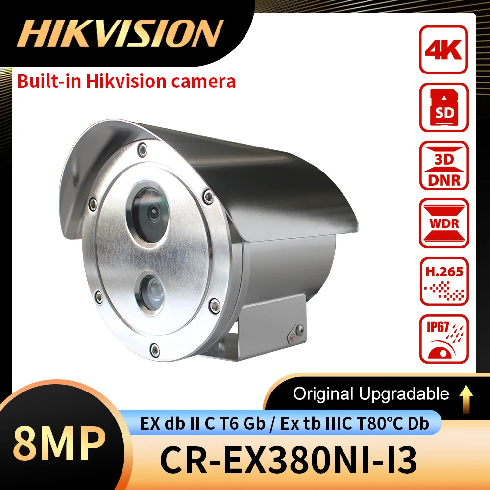 

Hik Explosion-Proof Camera 2MP/4MP/6MP/8MP 4K built-in hikvision camera 304 Stainless Steel Support PoE Hik-Connect app IR 50m