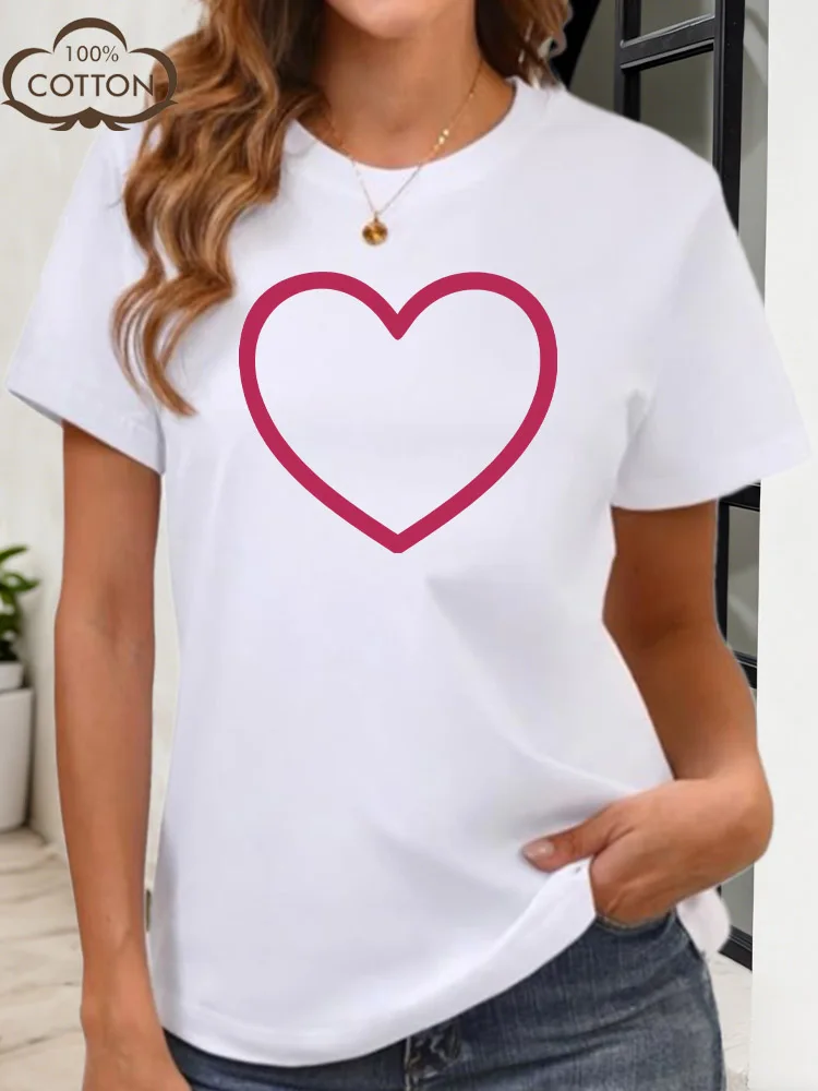 Koszulka damska z grafiką Charcoal Heart, 100% bawełna, okrągły dekolt, krótki rękaw, casualowa, modna bluzka na lato.