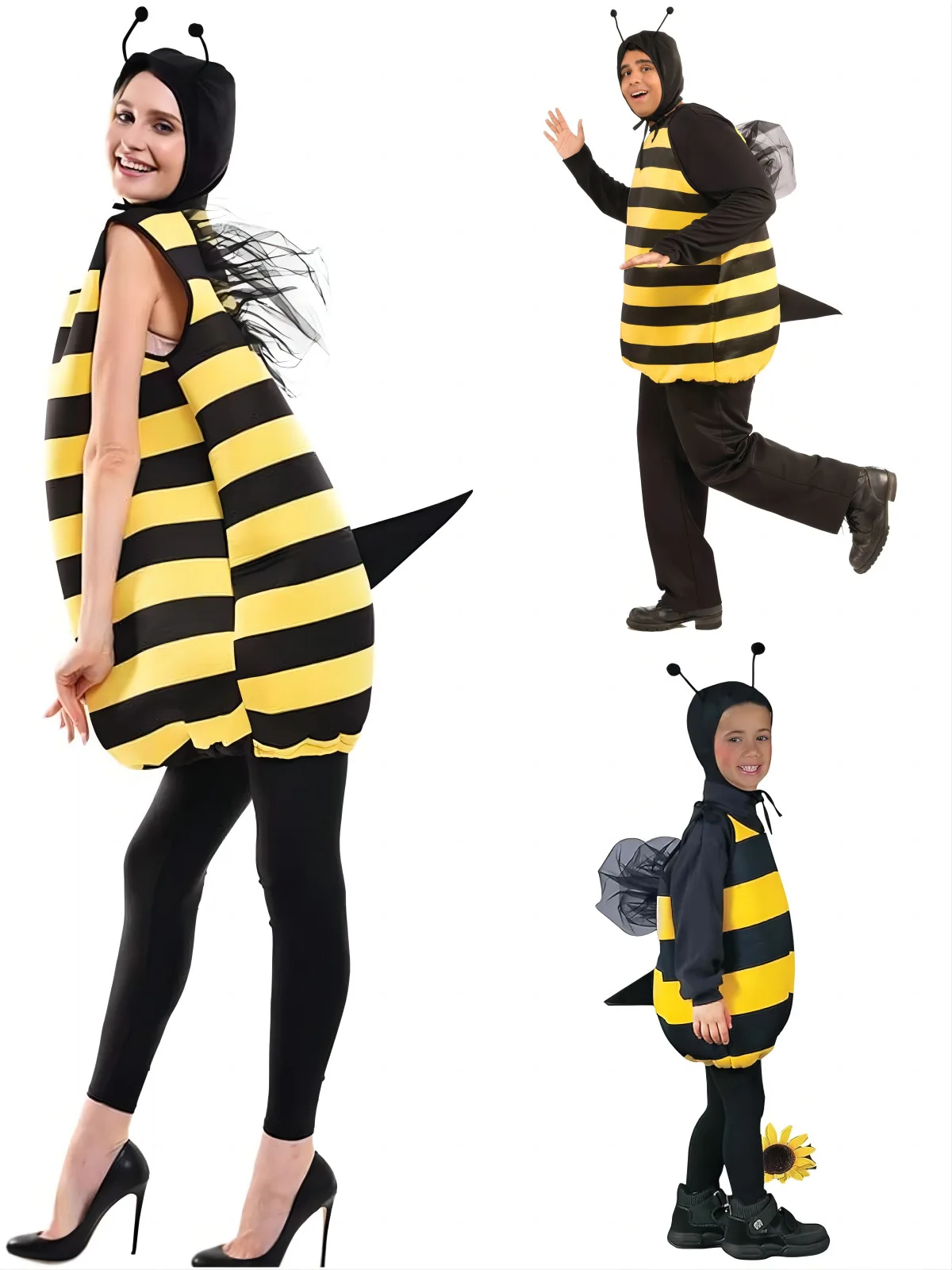 Prestaties Dier Rollenspel Bee Cosplay Leuke Gele Streep jumpsuit Kostuum Outfit Grappig Kind Halloween