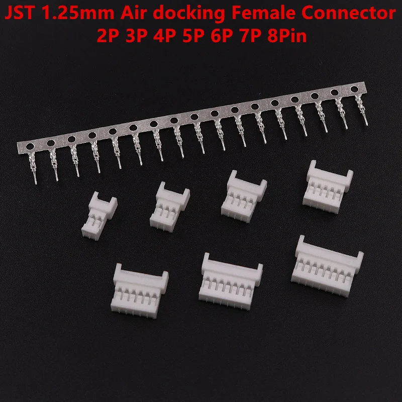 50Pcs Micro JST 1.25 Air Docking Female Connector Housing 1.25mm Pitch 2P3P4P5P6-10P Plug Plastic Shell With Terminal Metal Pins