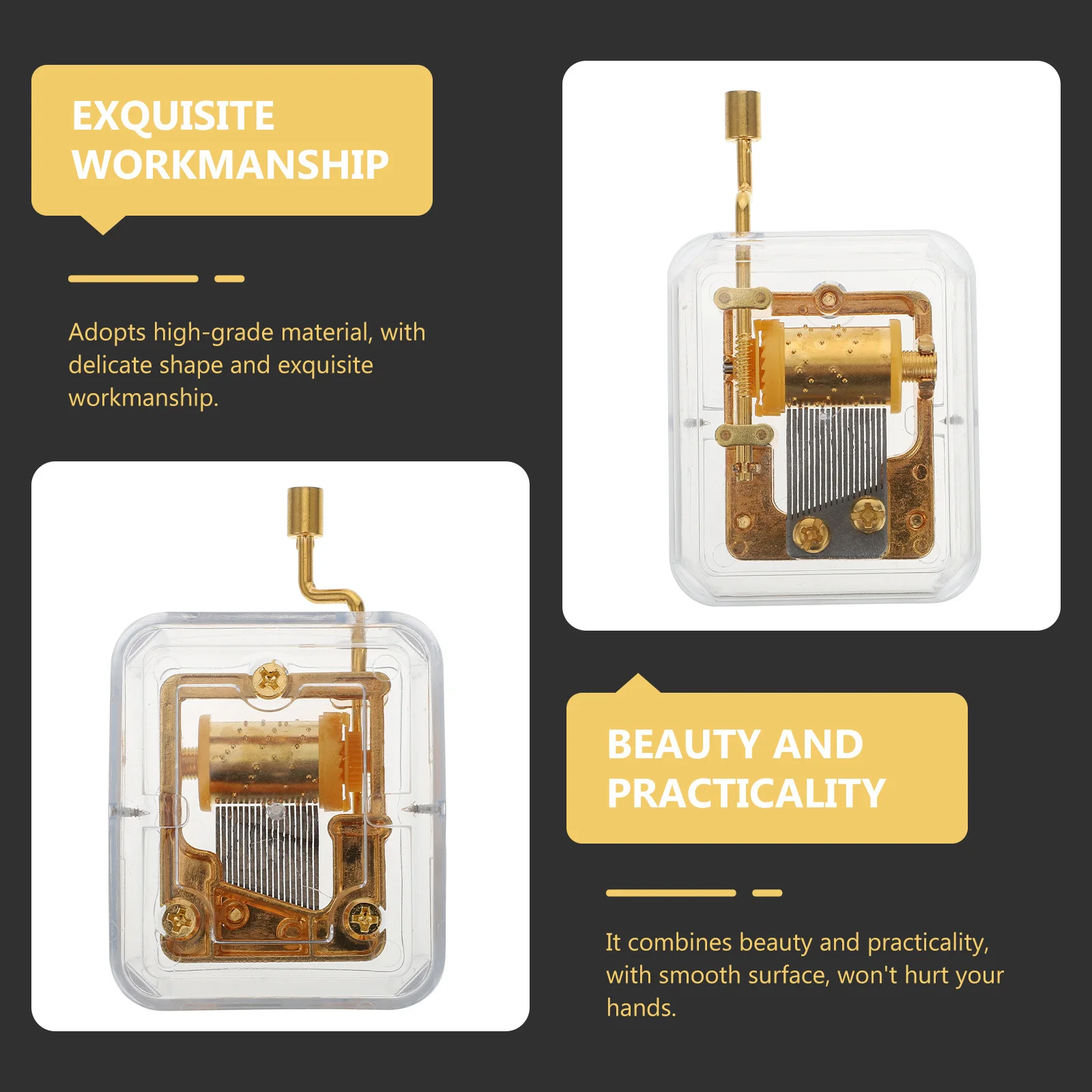 

1Pcs Acrylic Music Box Creative Hand Cranked Melody Box Premium DIY Birthday Gift Accessories Home Decoration