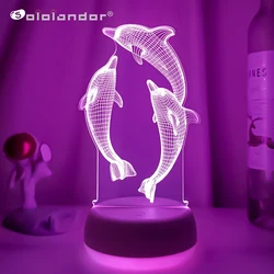 Remote / Touch Control 3D LED Night Light LED Table Desk Lamp Dolphin LED Night Lights Color Change 3D LED Light for Kids Gifts