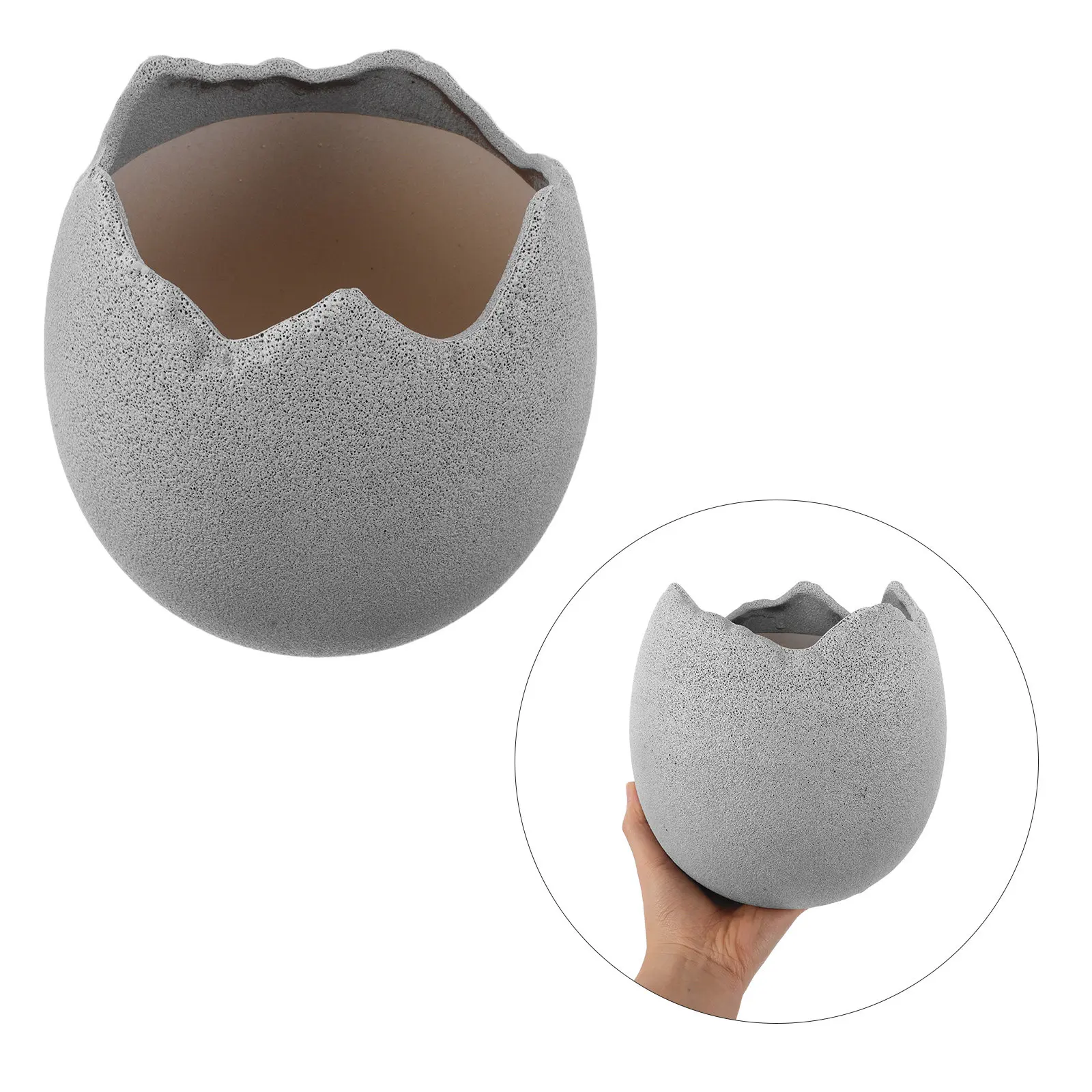

Керамический горшок для растений в форме треснувшей яичной скорлупы, дышащий, из глины, для суккулентов, идеально подходит для небольших растений.