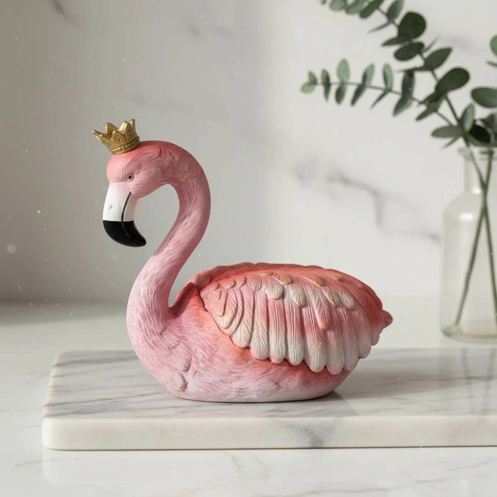 Flamingo Storage Box Detailed Feathers Regal Flamingo Jewelry Holder House Decoration Waterproof Creature Figurine for Desktop