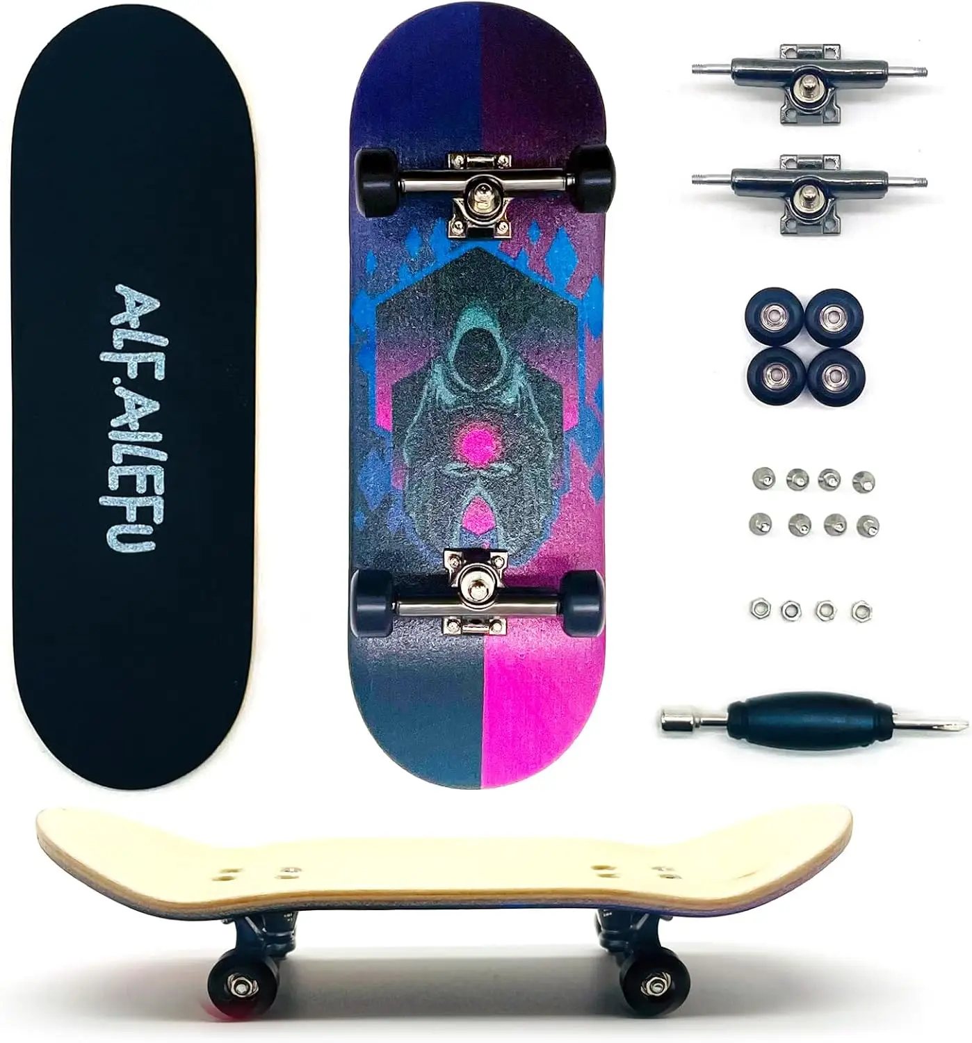 

Pro Fingerboard 32mm Wooden Board Skateboard Trucks CNC Wheels with Bearings