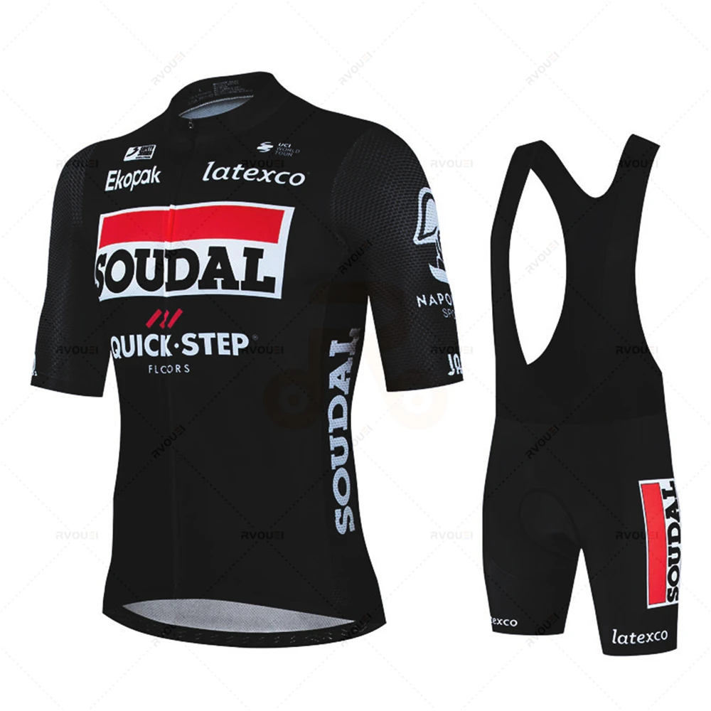 Soudal Quick Step Men\'s Cycling Clothing Summer Bicycles Jersey Sets Mountain Bike Bib Shorts Triathlon Maillot Shirts Ciclismo