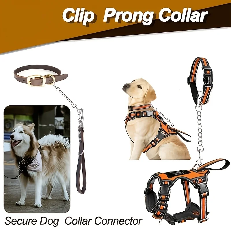 Small Dog Collar Replacement Straps, Harness Collar Buckle With Metal Chain Leash, Secure Spare Connecting Replacement Webbing.