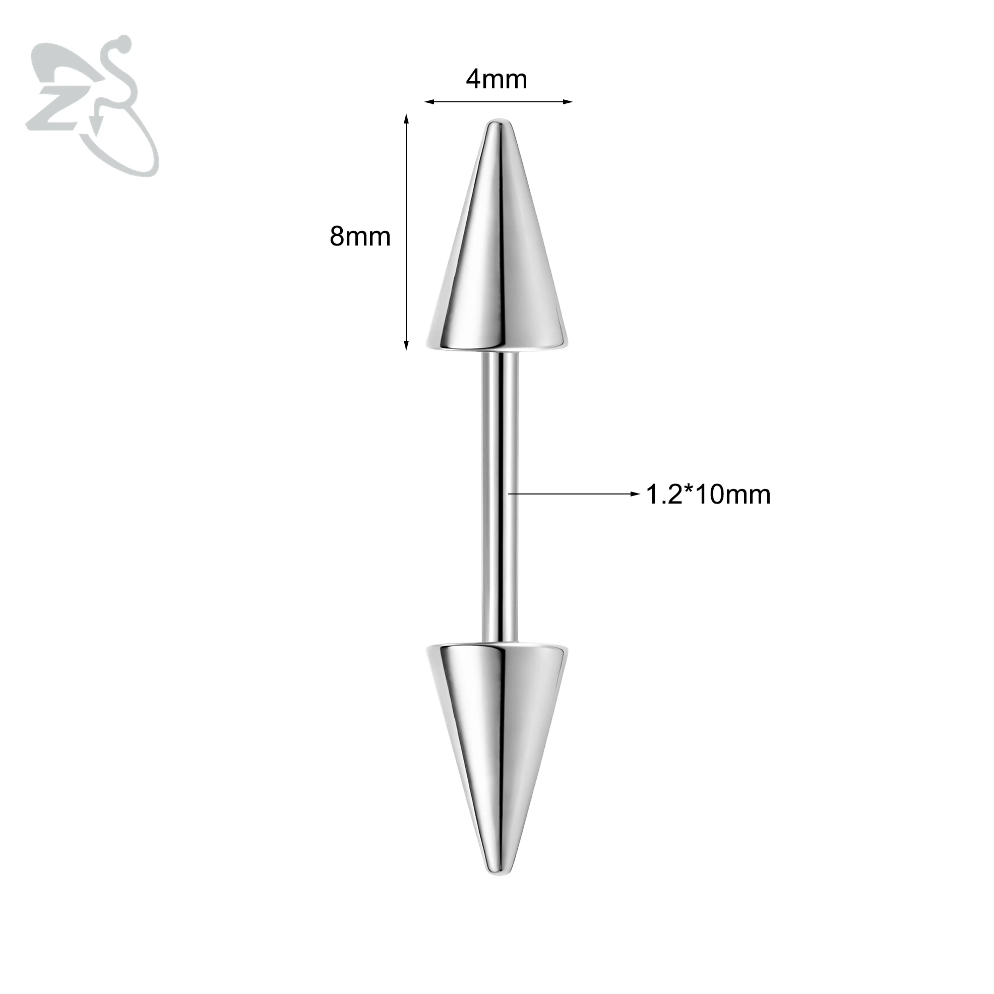 16G Stainless Steel Spike Eyebrow Ring, Unisex