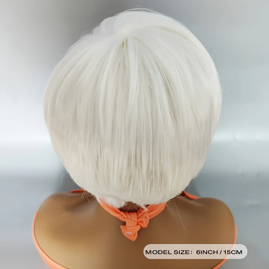 Short Synthetic Pixie Wigs Pixie Cut Short White Wavy Wigs Layered Short Synthetic Hair Wigs For Women image 5