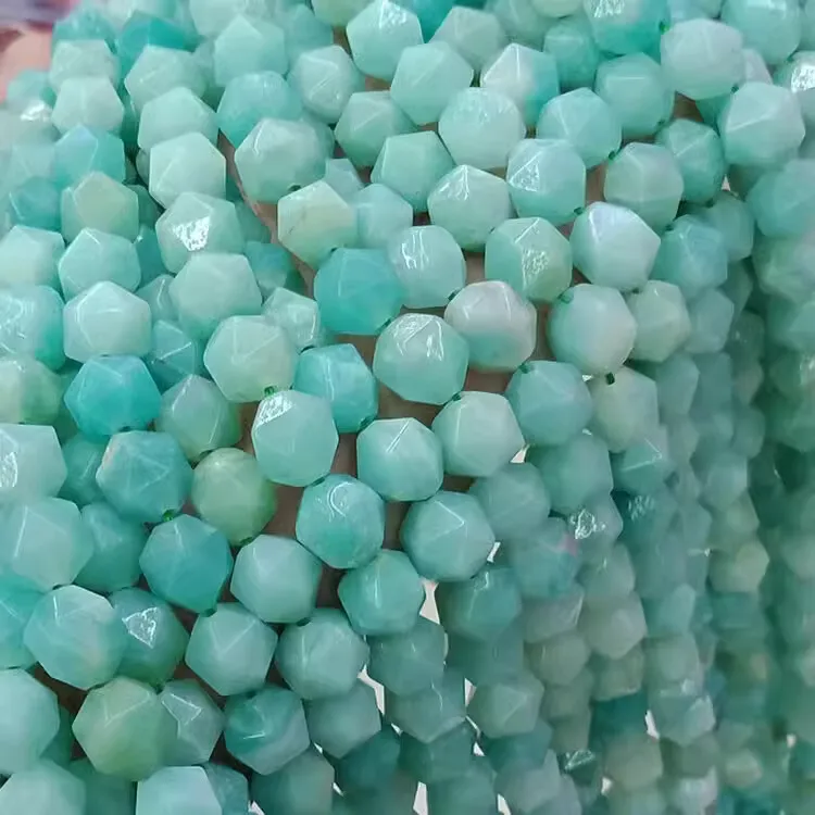 green Amazonite faceted 6/8/10mm 38CM for DIY jewelry making FPPJ wholesale loose beadsnature