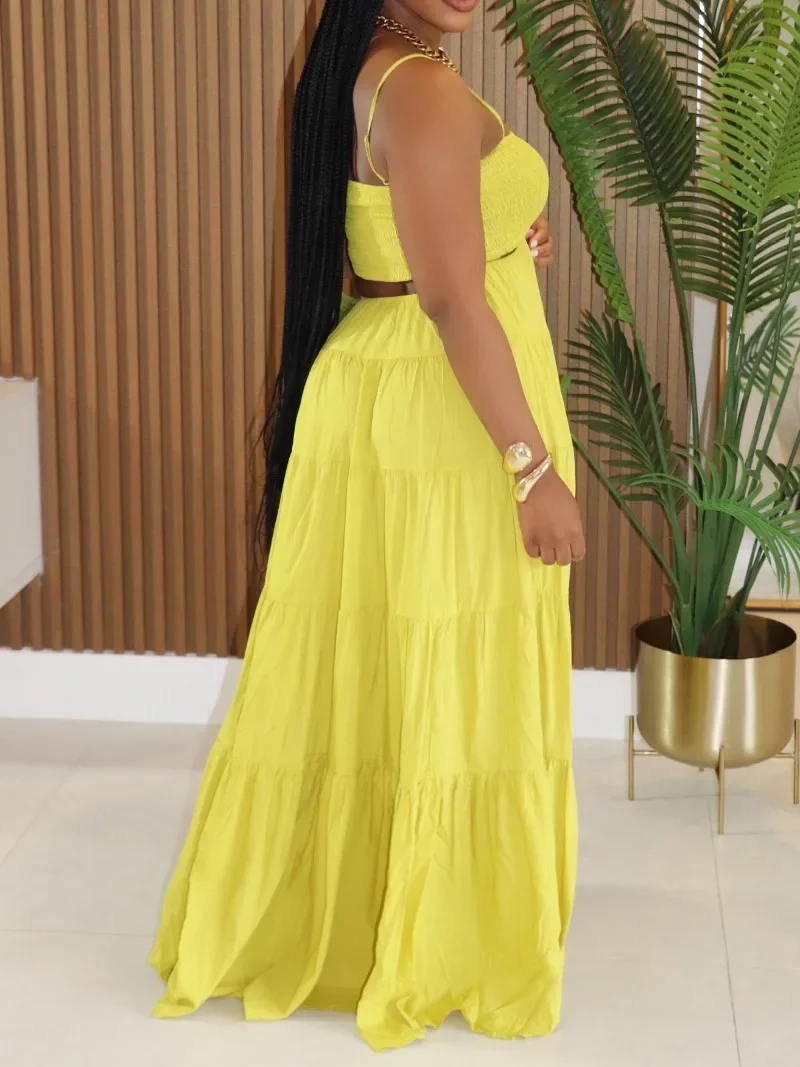 GUWU Mode Straße Frauen Sexy Cut Out Strap A-line Maxi Langes Kleid 2025, Urlaub Urlaub Party Geburtstag Kleider Vestidos