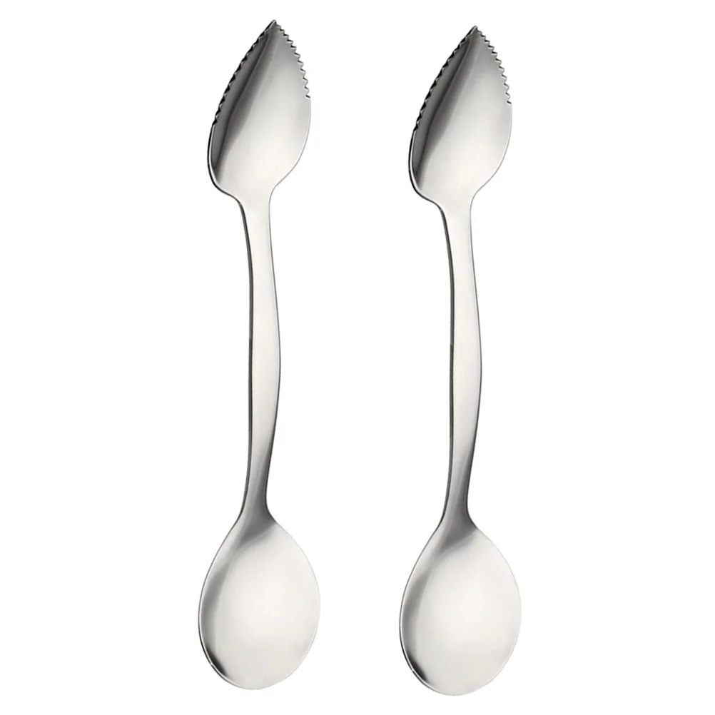 

2PCS Stainless Steel Grapefruit Spoons Double Head Digging Scoop Fruit Baby Serrated Kiwi Watermelon Vegetables