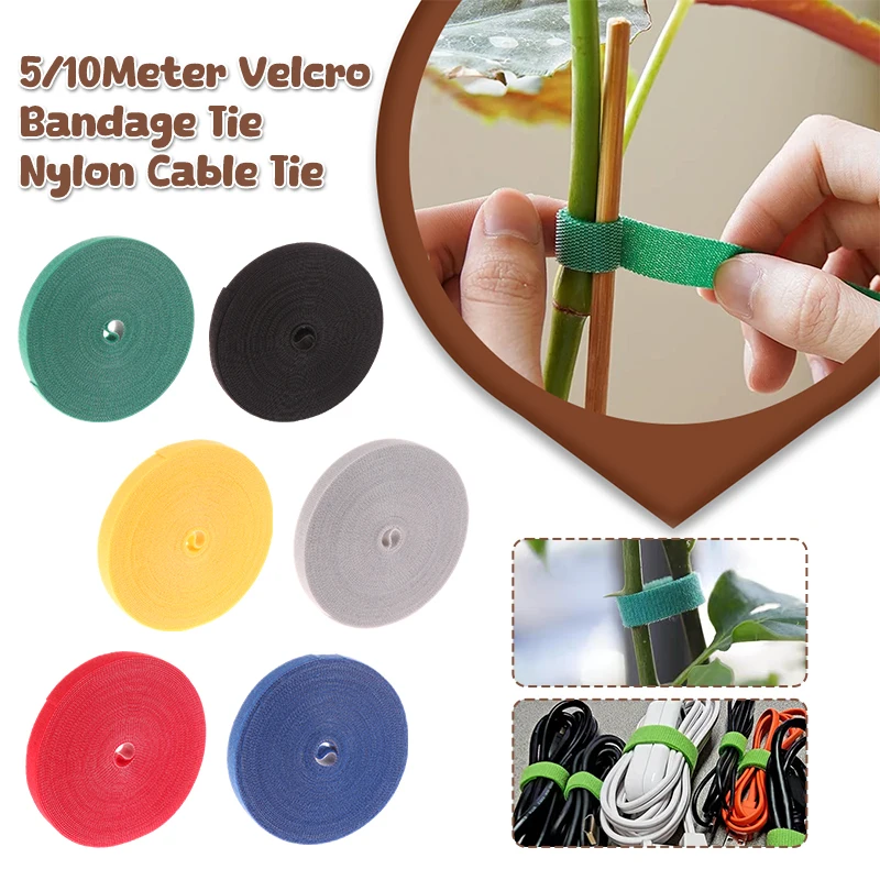 12mm 5/10M Nylon Plant Bandage Tie Tie Nylon Data Cable Organizer Plant Hook Loop Ties Home Garden Planting Accessories