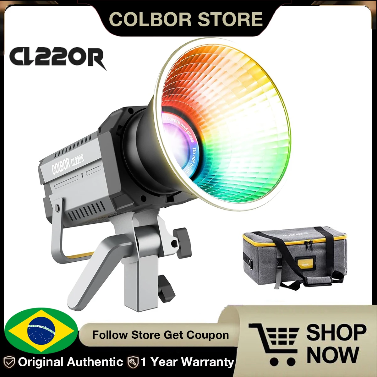 【DO BRASIL】COLBOR CL220R 250W LED Video Light 2700-6500K CRI97+ COB Studio Light for Film Live Video Studio Photography