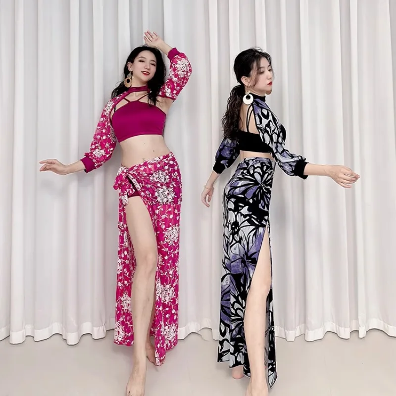 맞춤형 밸리 댄스 의상 캐미솔 탑 끈이 없는 랩 스커트 섹시한 다목적 초보자 오리엔탈 댄스 의상 탑과 스커트