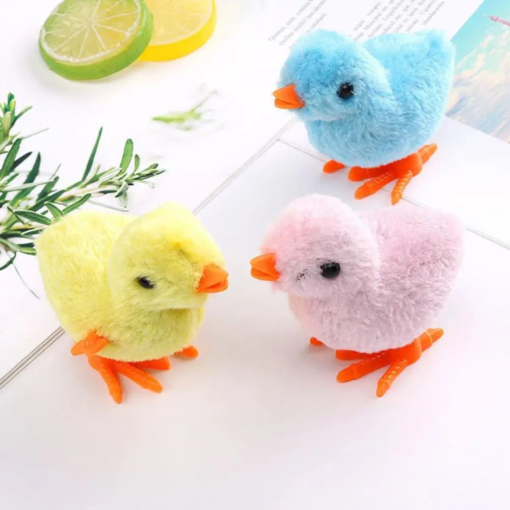 Chick Push Toy Bundle Realistic Clockwork Chick Wind-up Toys Vibrant Mini Easter Chicks Fluffy Plush Figures for Party