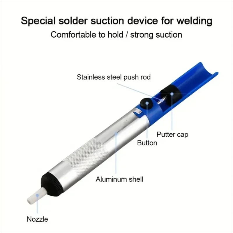 Aluminum disassembly pump tool, suction cup for welding, tin removal and electronic component maintenance