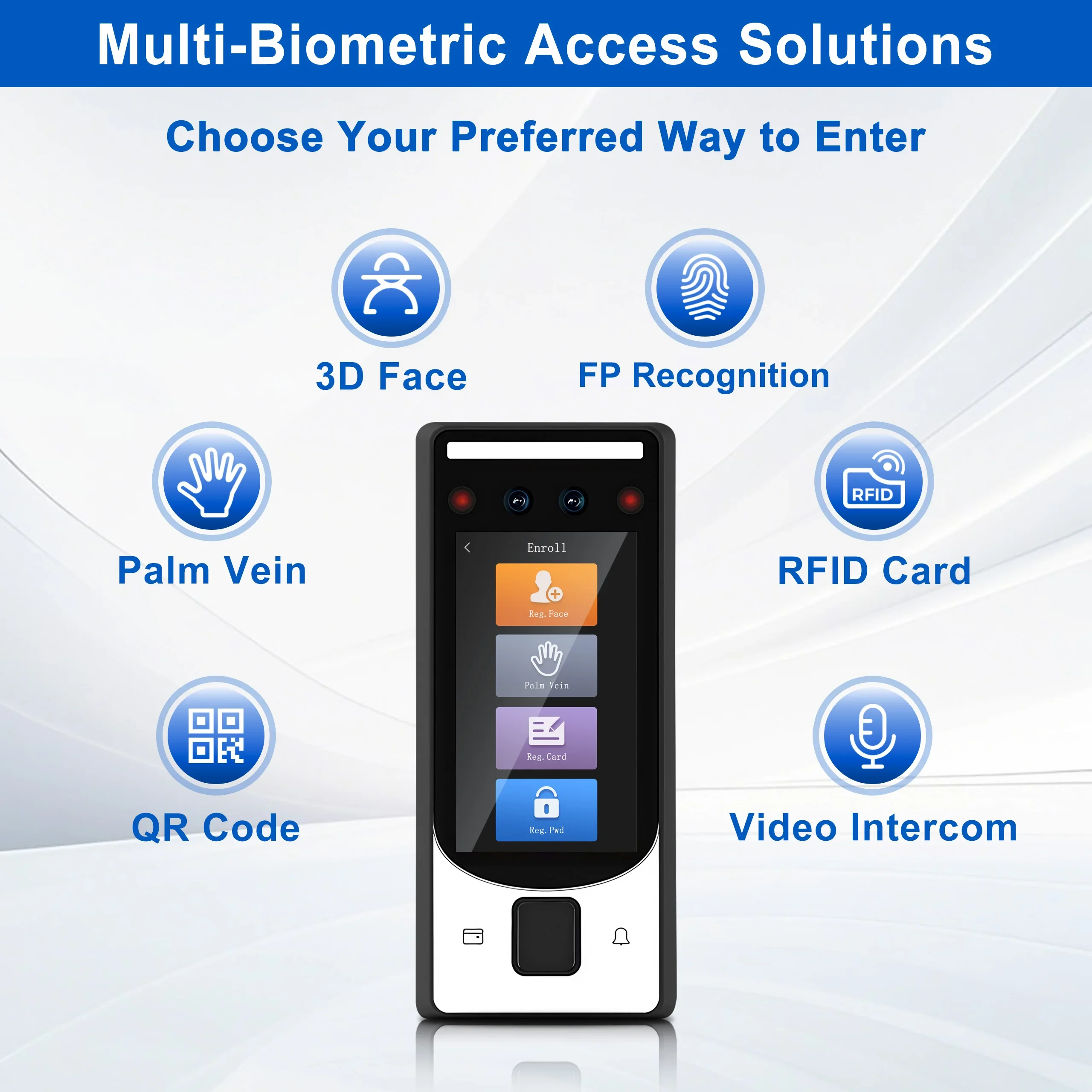 Picture 3: 4.5 inch Face Palm Vein Card Biometric Access Control System Cloud Time Attendance Terminal WiFi TCP IP Open API Mobile APP Remo