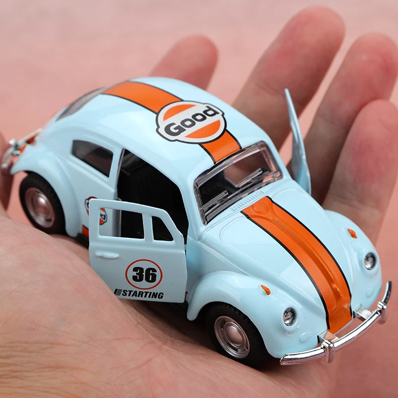 (Bagged) 1:38 besouro clássico de liga retrô, carro retrátil de liga fofa, brinquedo infantil, estilo antigo adorável