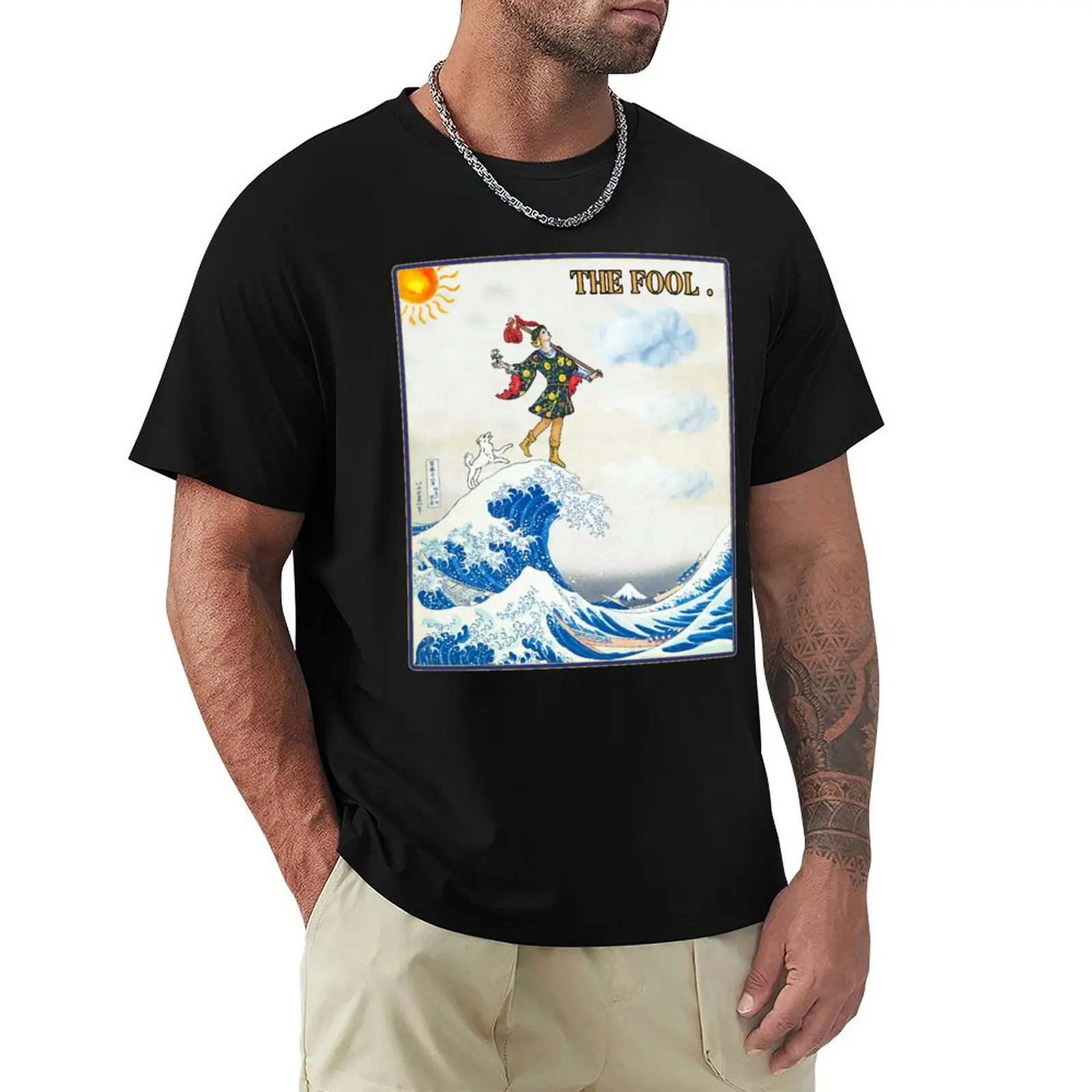 

Great Wave Off Kanagawa The Fool tarot T-Shirt hippie clothes cotton graphic tees customs man t shirt anime shirts men