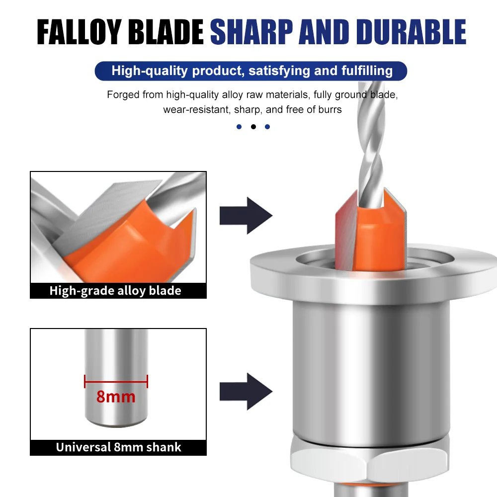 Forstner Bit HSS Countersink Drill Bit Woodworking Router Bit 8mm Shank Milling Cutter Screw Extractor Demolition Wood Drilling