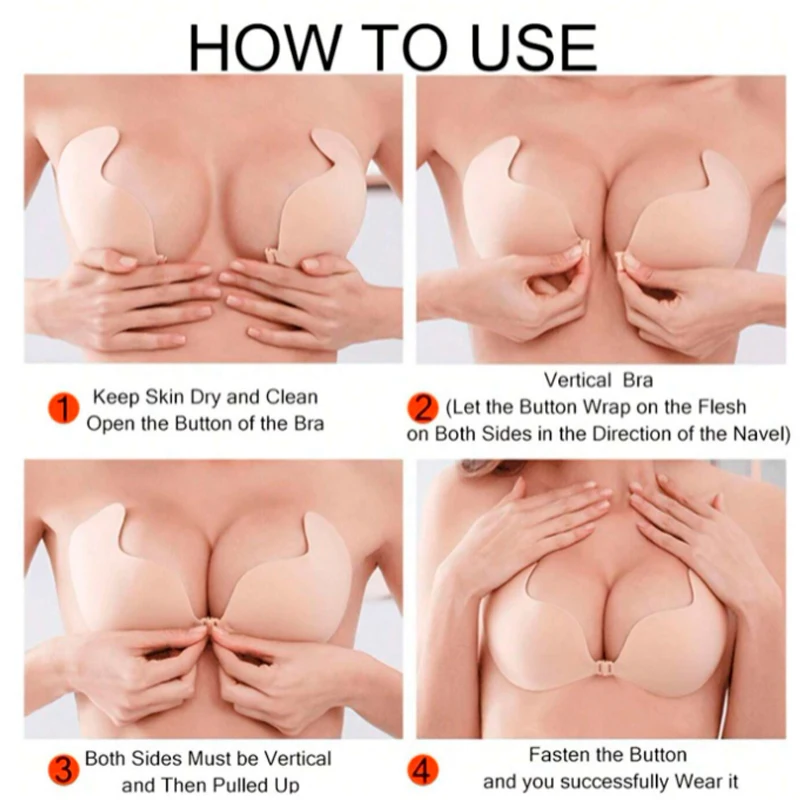 FINETOO Mango-shaped Silicone Nipple Cover Clasp Women Invisible Underwear Breast Patch Non-Falling Off  Adhesive Bra